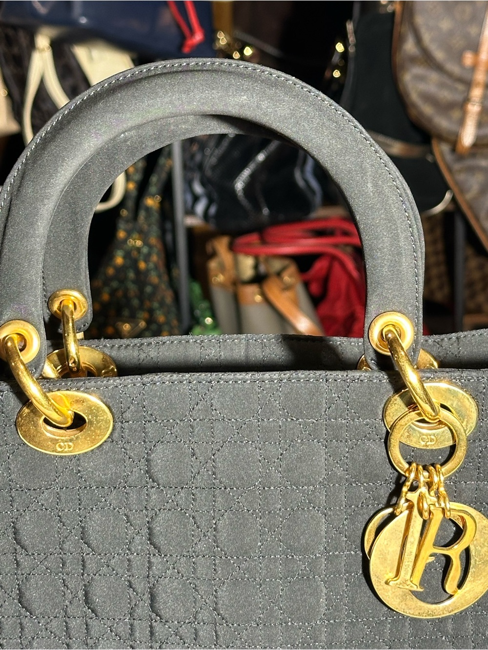 Dior Black Cannage Quilted Satchel with Gold Hardware - Picture 3 of 8